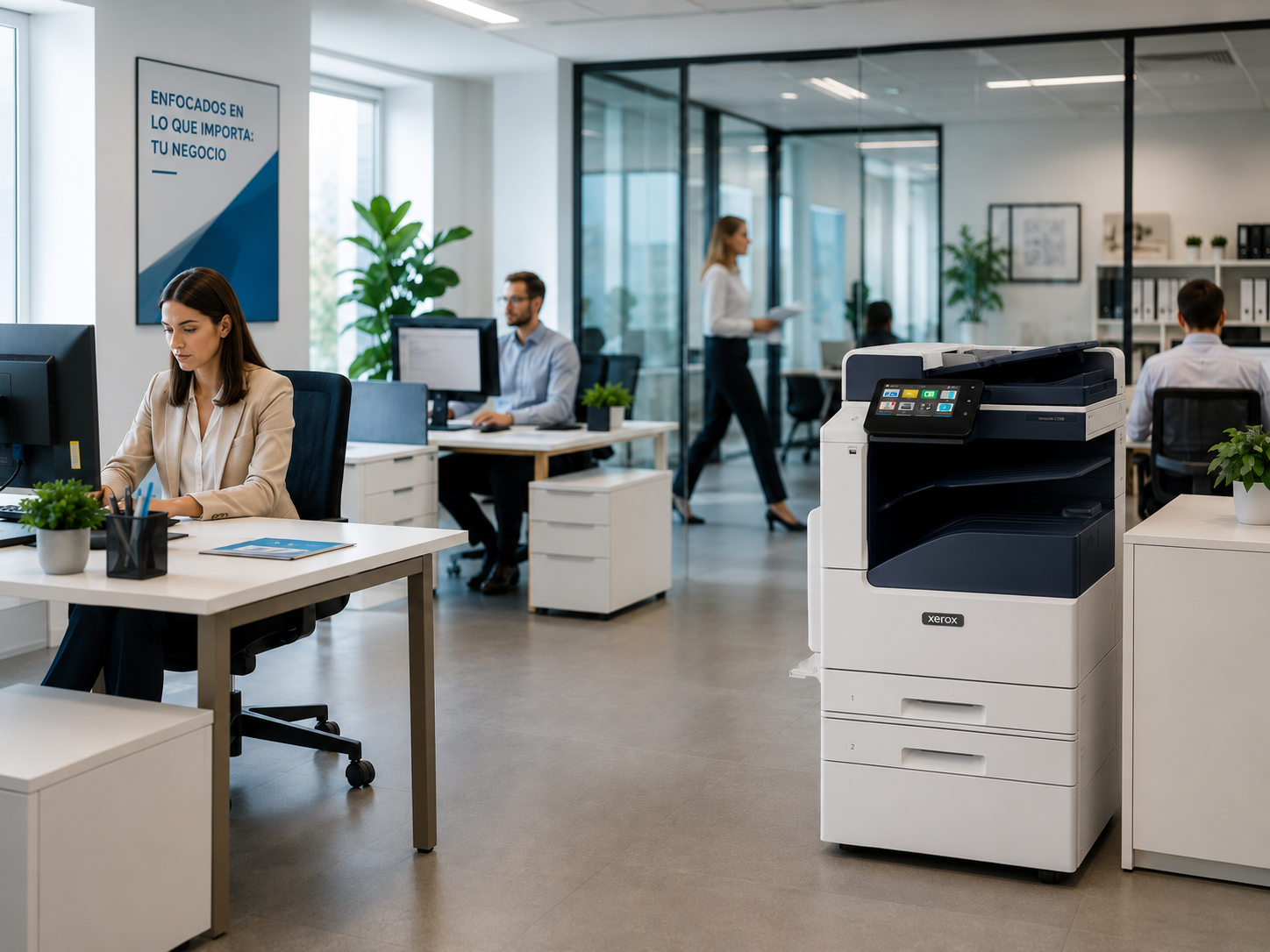 Oficina con equipo Xerox para gestorías y despachos